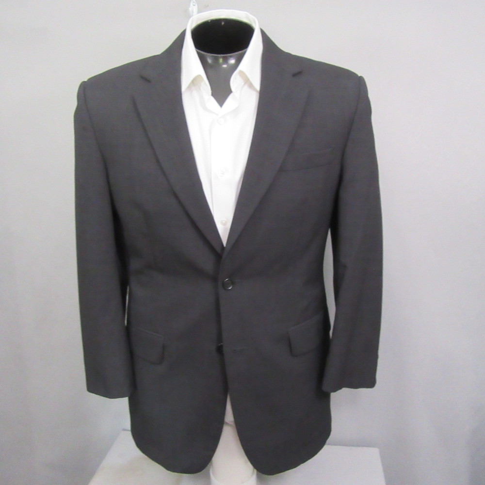 Jos A Bank Mens Sport Coat 40R Dark Gray Fine Check 100% Wool Blazer